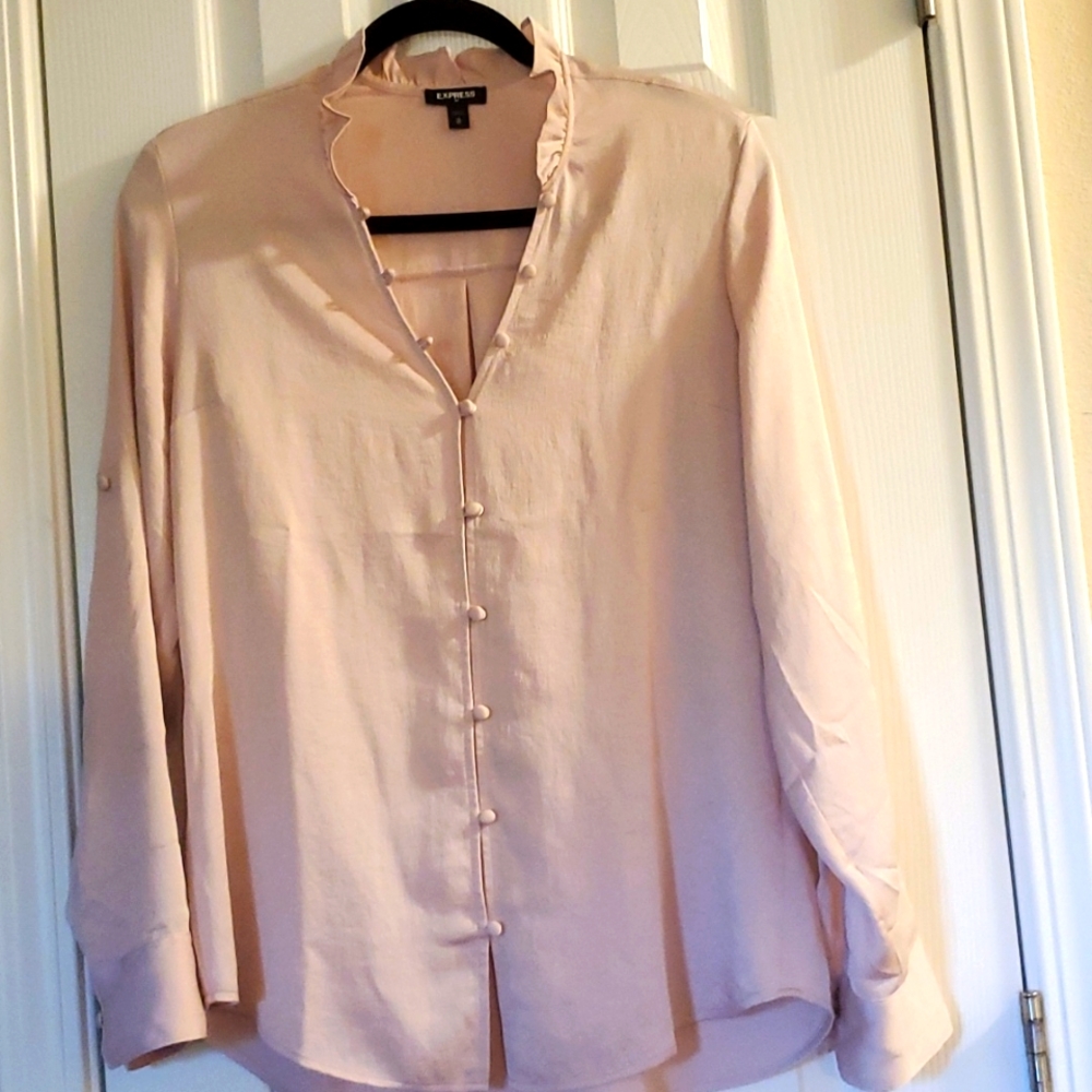 Express Light Pink Button Blouse
